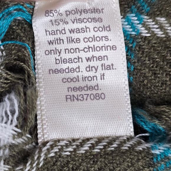 Cato Green Plaid Tartan Long Wrap Hijab Fringe Dupatta Shawl Scarves Scarf - Picture 7 of 7